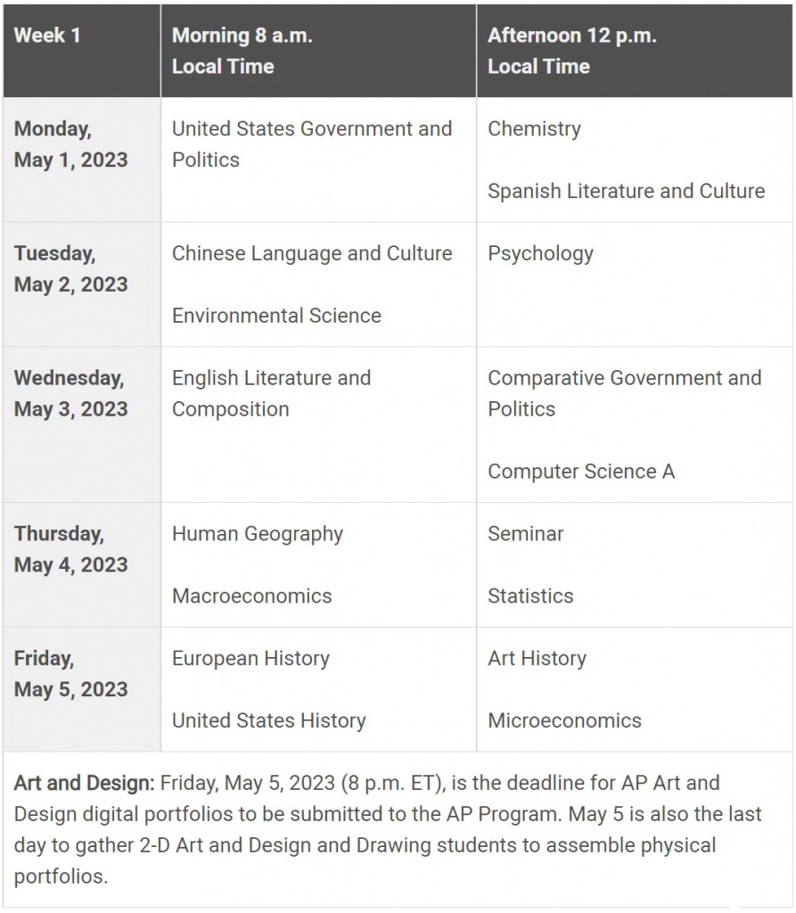 2023年AP考試時間公布，AP什么時候考試呢？