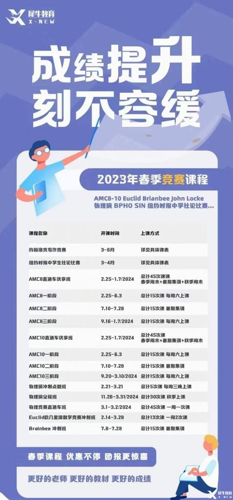 2023年犀牛國際教育春季班，國際學(xué)科競賽培訓(xùn)即將開班!